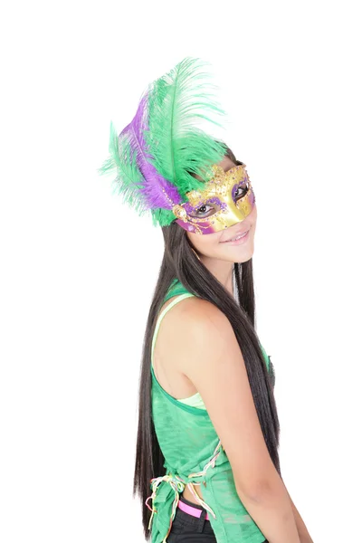 Vrij tienermeisje in het carnaval masker — Stockfoto