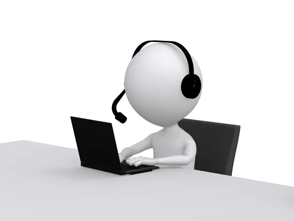 Customer Support. 3D little human character with a Headsets and Royalty Free Stock Photos