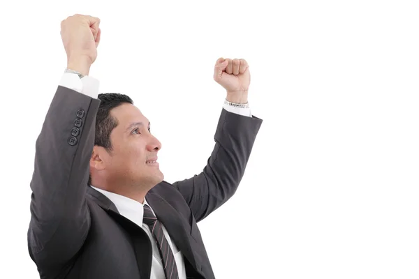 Portrait of a energetic young business man enjoying success- Iso — Stock Photo, Image