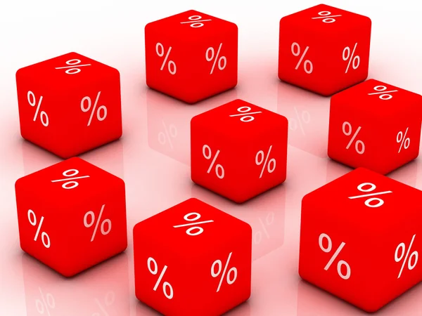 3d a cube with percent sign — Stock Photo, Image