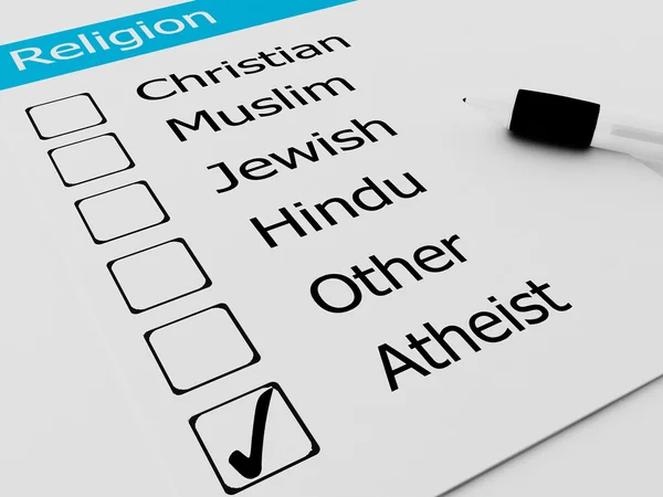 Ateu religioso ou agnóstico na marca de verificação — Fotografia de Stock