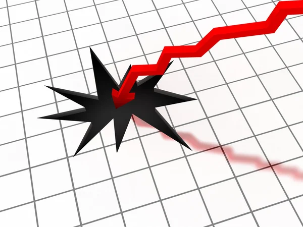 Illustration of a graph where the figures suddenly fall through — Stock Photo, Image