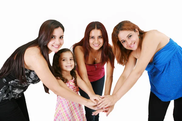 Group of young with hands together - family concepts — Stock Photo, Image