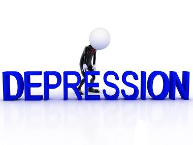 depresyon 3d adam beyaz arka plan üzerinde üzgün