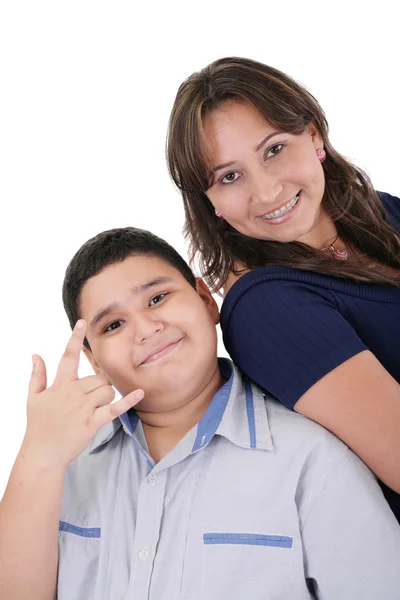 Glückliche hispanische Mutter und Sohn Porträt — Stockfoto
