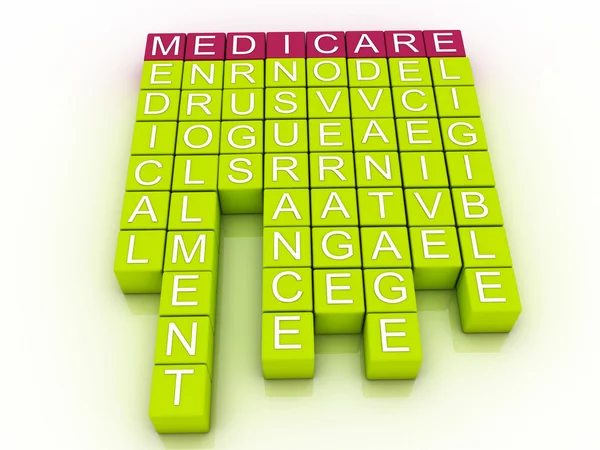 Medicare slovo mrak koncepce s velkou termíny jako zdravotní — Stock fotografie