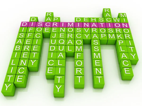 3d imagen Discrimination in word cloud — Stock Photo, Image