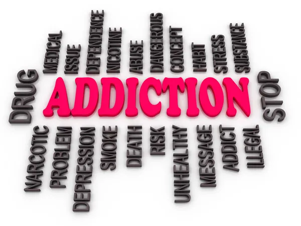 3d Addiction message. Substance ou toxicomanie conceptuel de — Photo