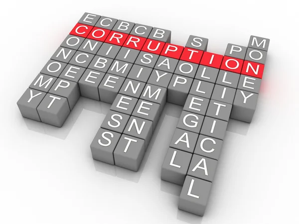 3d Corruption in word collage — Stock Photo, Image