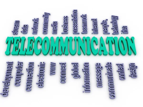3D imagen telecommunicatie. Word cloud concept illustratie. — Stockfoto