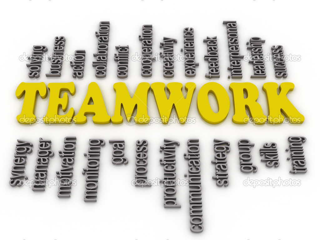 3d imagen a word cloud of teamwork related items