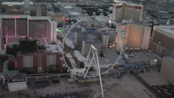 LAS VEGAS, CIRCA 2014: Aerial view of the 550 foot High Roller ferris wheel. Las Vegas's newest attraction is the highest ferris wheel in the world in Las Vegas on CIRCA 2014. — Stock Video