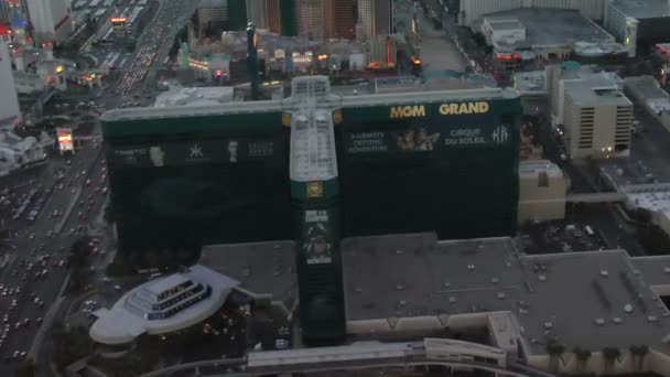 LAS VEGAS CIRCA 2014: Aerial View of MGM Grand hotel and resort on CIRCA 2014 in Las Vegas. The MGM Grand is the largest hotel resort complex in the United States. — Stock Video