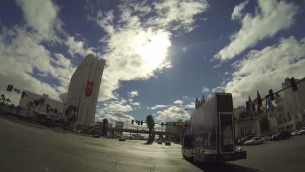 LAS VEGAS - CIRCA 2014: Driving down the Las Vegas Strip during the Day in Las Vegas on CIRCA 2014. — Stock Video