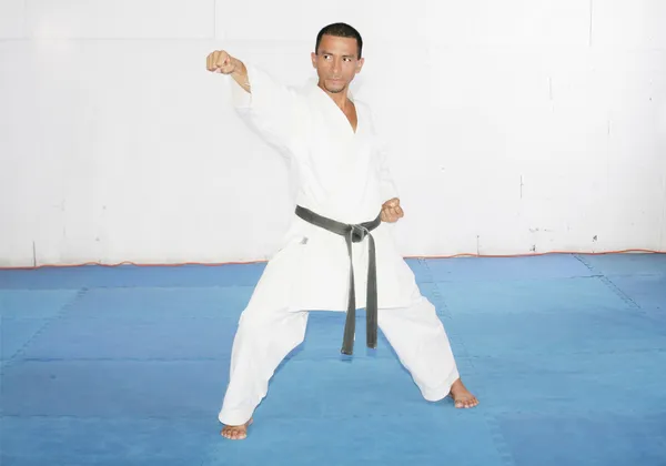 Uomo allenamento karate in palestra — Foto Stock