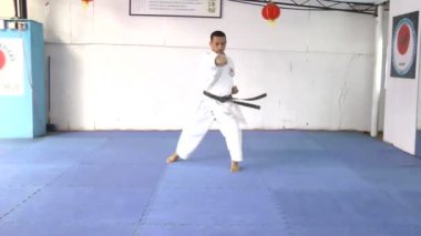 pratik karate erkek karate içinde hareket eder.