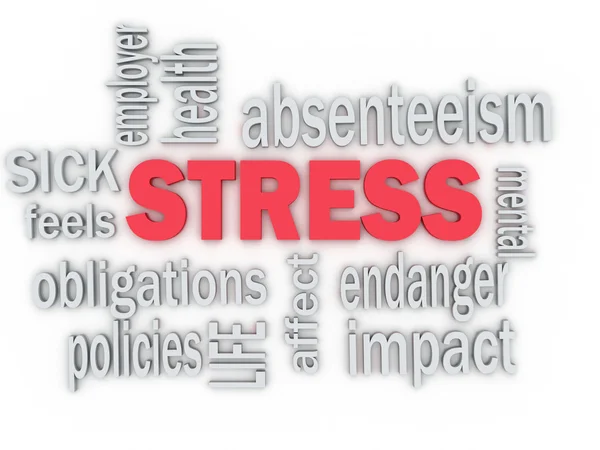 3d imagen concepto wordcloud ilustración de estrés de trabajo — Foto de Stock