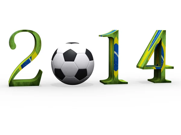 3d mondiali di calcio nel 2014 con il calcio — Foto Stock