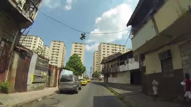 CHORRILLO, PANAMA - CIRCA 2014: Shacks in shanty town on circa 2014 in Chorrillo, Panama. — Stock Video