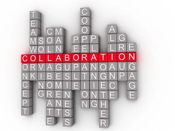 Concetto di collaborazione Word Cloud su un 3D — Foto Stock