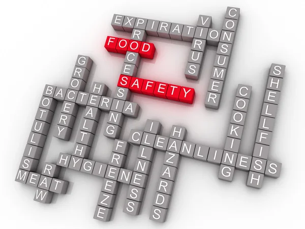 3D-s élelmiszer-biztonsági szó felhő koncepció — Stock Fotó