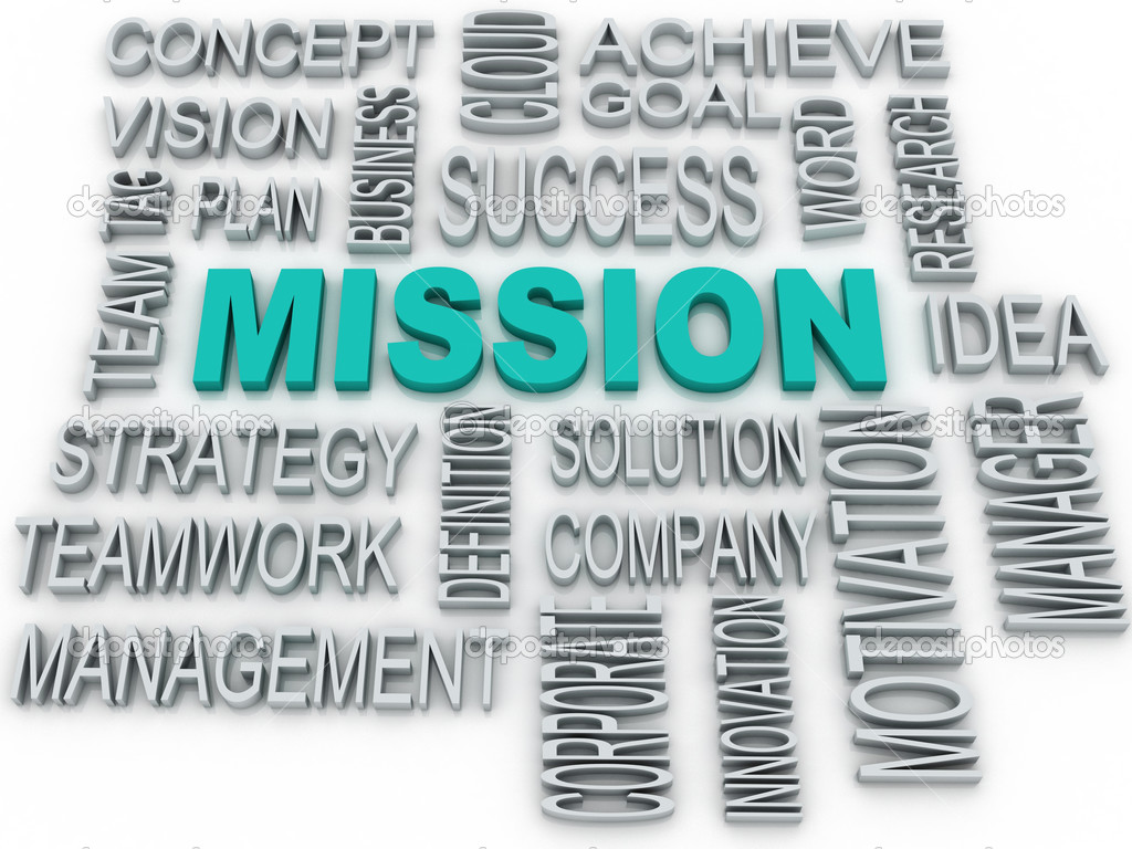 3d Mission and business concept in word tag cloud 