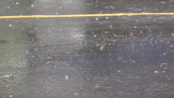 Дождь на улицах — стоковое видео