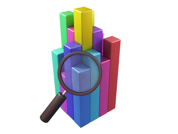 Nagyító és diagram — Stock Fotó