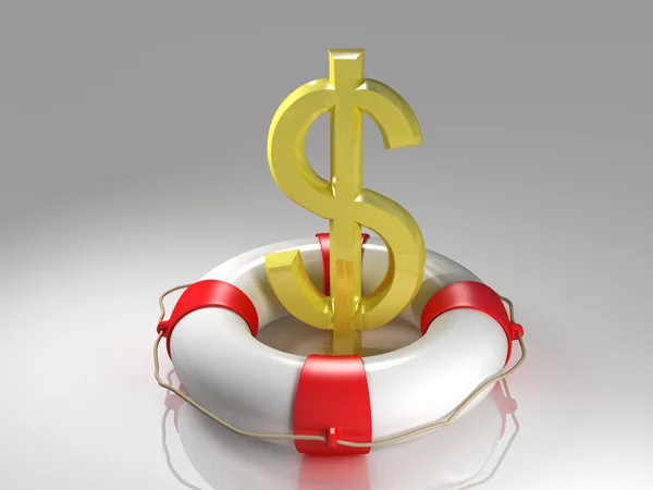 Dollar sign in the lifebuoy — Stock Photo, Image