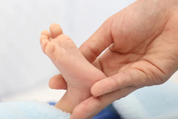 Руки, що тримає нога дитини — Stok fotoğraf