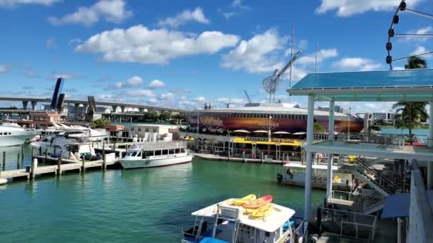 Miami Usa November 2021 Sommar Miami Marina Och Bayside Marketplace — Stockvideo