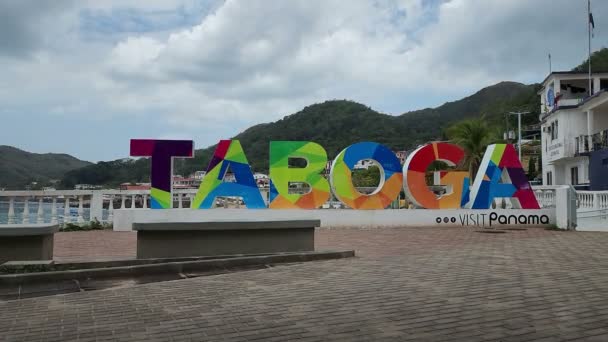 Панама Атр 2022 Знак Острова Табога Табога Остров Панама Сити — стоковое видео