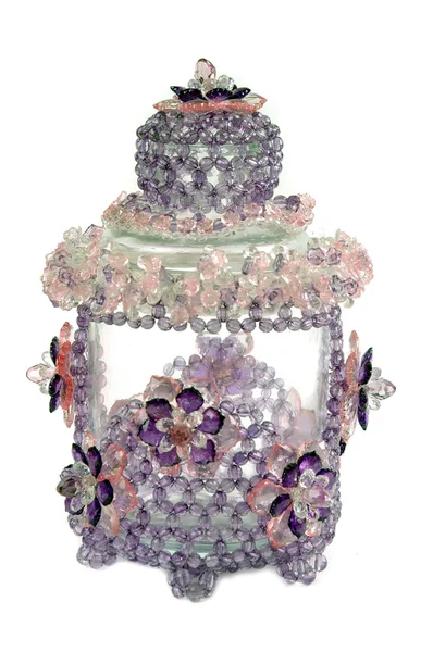 Craft beaded crystal as a decoration on the jar — Stock Photo, Image