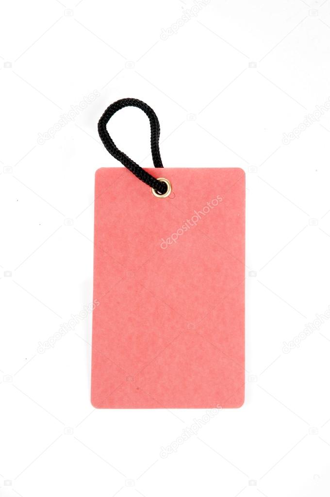 Vertical red paper tag