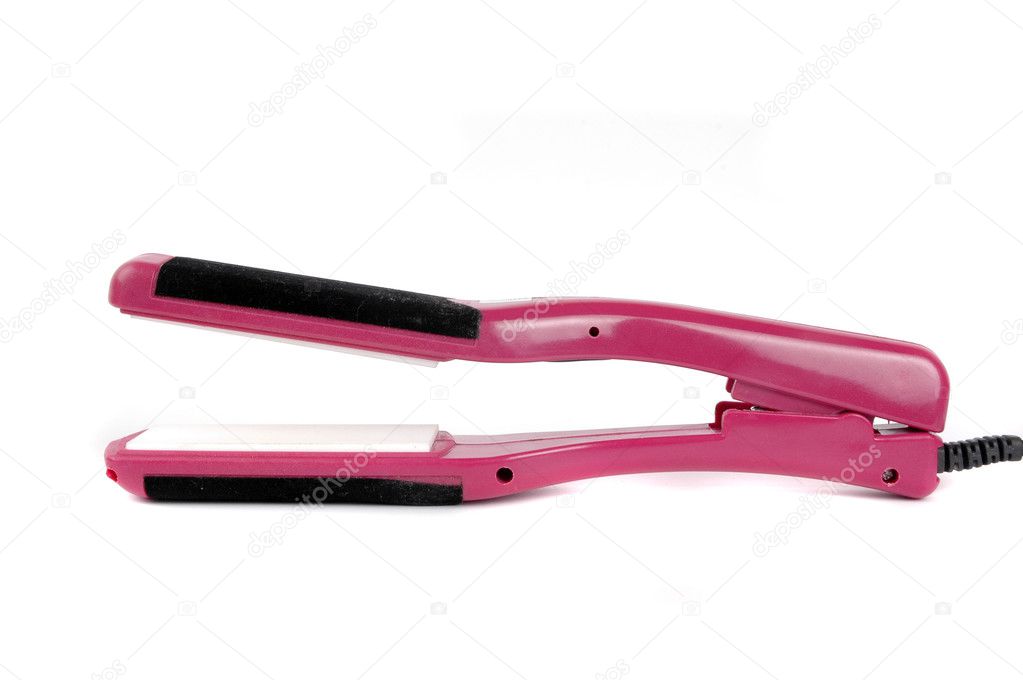 A pink curling iron for hairstyle