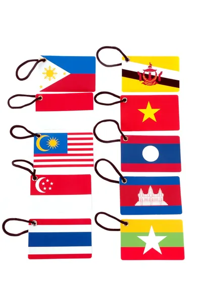 Ten asean member countries flag tag — Stock Photo, Image