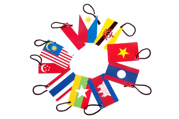 Ten asean member countries flag tag — Stock Photo, Image