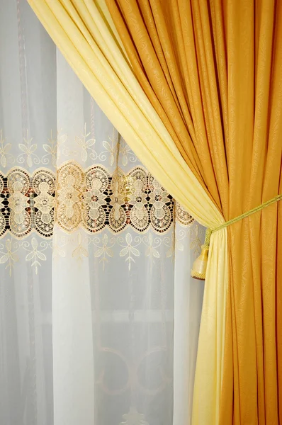 Arany sárga selyem függöny — Stock Fotó