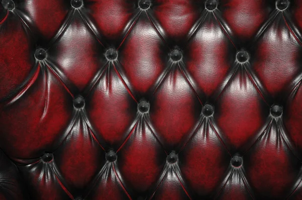 Texture et motif de sellerie d'assise en cuir rouge foncé — Photo