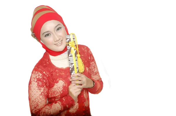 Portrait of an asian young girl holds a diploma of graduation — Stock Photo, Image