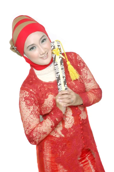 Portrait of an asian young girl holds a diploma of graduation — Stock Photo, Image