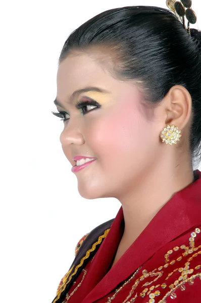 Portrait of an asian young girl dressed in traditional indigenous tribal borneo — Stock Photo, Image