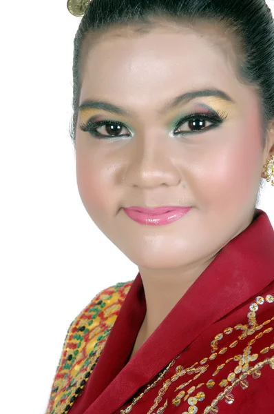 Portrait of an asian young girl dressed in traditional indigenous tribal borneo — Stock Photo, Image