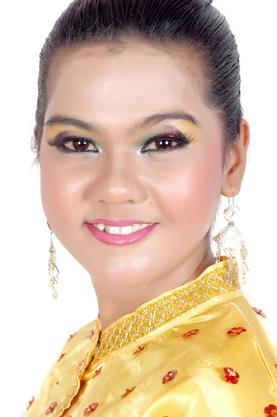 전통적인 원주민 부족 보르네오 입은 아시아 젊은 여자의 초상화 — 스톡 사진
