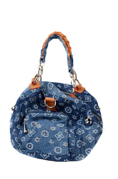 Modré džínové kabelky — Stock fotografie