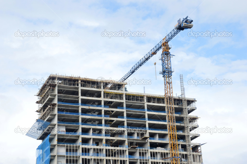 crane on a building in construction