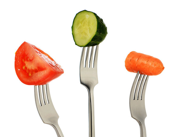Vegetable on fork.