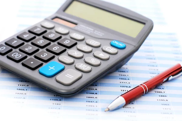 Calculator and pen. — Stock Photo, Image