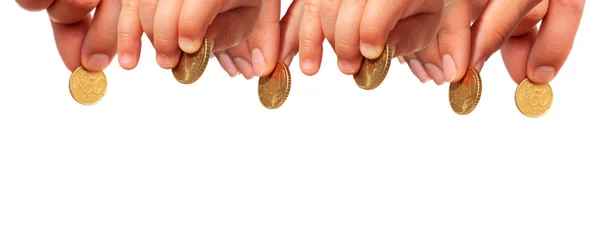 Hands with coins. — Stock Photo, Image