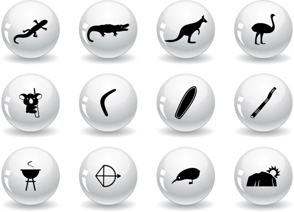 Bottoni web, icone australiane — Vettoriale Stock
